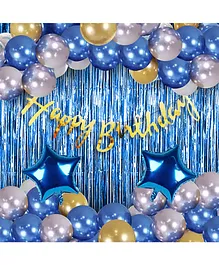 Party Propz Birthday Decoration Kit Blue Gold - Pack of 41