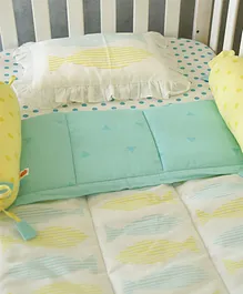Oranges and Lemons Organic Cot Bedding Set with Quilt - Blue Yellow