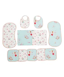 Snuggly Spaces Fiora The Fairy Bamboo Muslin Essentials Set- White & Mint Green
