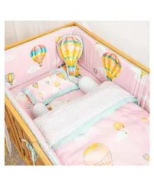 Snuggly Spaces Cot Bedding Set with Bumper Cappadocia Hot Air Balloons Print - Pink
