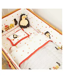 Snuggly Spaces Cot Bedding Set Hedgehog Print - White