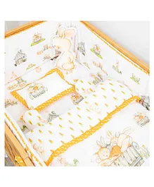 Snuggly Spaces Cot Bedding Set Marshmallo The Bunny Print - Yellow White
