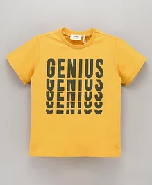 Koton Half Sleeves Cotton T-shirt Text Print - Yellow