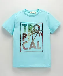 Koton Half Sleeves T-Shirt Tropical Print - Blue