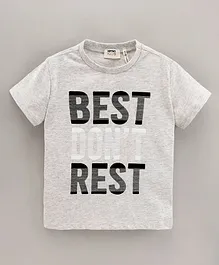 Koton Half Sleeves T-Shirt Text Print - Grey