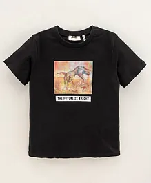 Koton Half Sleeves Cotton T-shirt Dino Graphic - Black