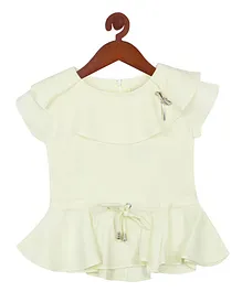 Tiny Girl Short Sleeves Bow Embellished Top - Lemon Yellow