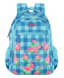 Genie School Backpack Floral Print Blue- 19 Inches