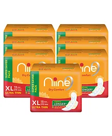 NIINE Dry Comfort Ultra Thin XL Sanitary Pads for women Super Saver Pack of 7 - 105 Pads