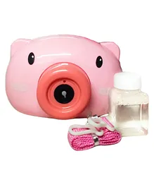 VParents Camera Shaped Bubble Machine With Light & Music 2 Bubble Solution Bottles - Pink