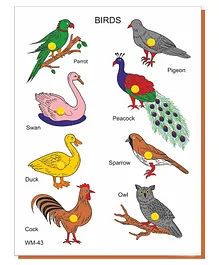 Mikha Wooden Birds Knob & Peg Puzzle Multicolour - 8 Pieces