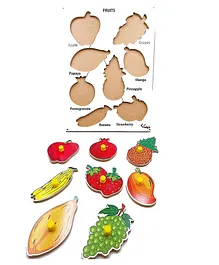 Mikha Wooden Fruits Knob & Peg Puzzle Multicolour - 8 Pieces