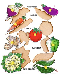 Mikha Wooden Vegetables Knob & Peg Puzzle Multicolour - 8 Pieces