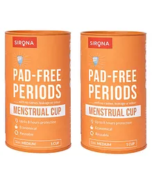 Sirona FDA Approved Reusable Menstrual Cup with Medical Grade Silicone Pack of 2 - Medium
