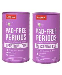 Sirona FDA Approved Reusable Menstrual Cup with Medical Grade Silicone Pack of 2 - Large