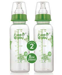 BeeBaby Slim Neck Baby Feeding Bottle With Anti Colic Nipple Pack Of 2 Green - 250 ml Each