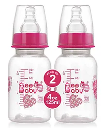 BeeBaby Basic Slim Neck Baby Feeding Bottle with Anti-Colic Nipple Pink Pack Of 2 - 250 ml