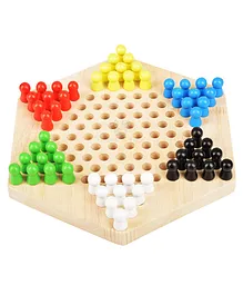 Trinkets & More Wooden Chinese Checkers Hexagon Board - Multicolour