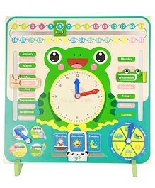 Trinkets & More Calendar Clock Toy for Kids Learning Frog Stand - Green 