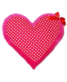 TUKKOO Heart Shape Polka Dot Print Cushion - Red