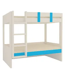 Adona Primera Light Wood Grain Finish Twin Bunk Bed With Left Ladder - Azure Blue