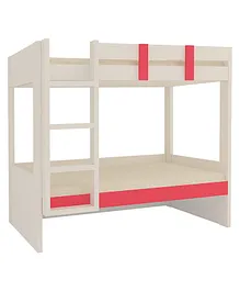 Adona Primera Light Wood Grain Finish Twin Bunk Bed With Left Ladder - Strawberry Pink
