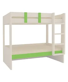 Adona Primera Light Wood Grain Finish Twin Bunk Bed With Right Ladder -  Verdant Green