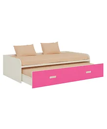 Adona Celestia Twin Daybed with Pullout Trundle Bed - Ivory Barbie Pink