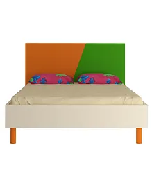 Adona Fiona Kids Queen Bed with Solid Wood Legs and Dual Color Headboard - Orange Green