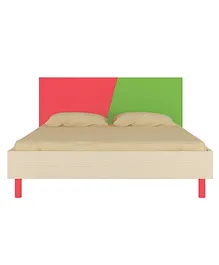 Adona Fiona Premium MDF Queen Bed With Solid Legs And Dual Colour Headboard - Pink Green