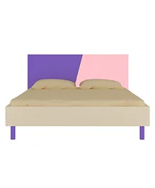 Adona Fiona Premium MDF Queen Bed With Solid Legs And Dual Colour Headboard - Purple Pink