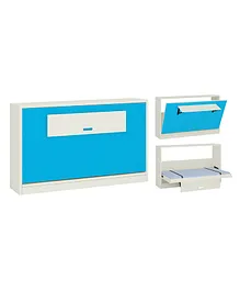 Adona Mystica Murphy Horizontal Wall Folding Single Bed With Footboard And Recessed Handle - Blue