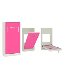 Adona Mystica Murphy Wall Folding Single Bed With Wooden Handle - Pink
