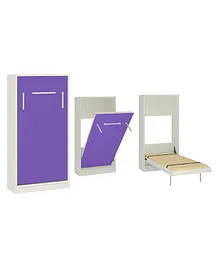 Adona Mystica Murphy Wall Folding Single Bed With Wooden Handle- Purple