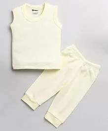 MOONKIDS Sleeveless Solid   Inner Wear Relax Fit Vest With Pyjama - Off White