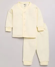 MOONKIDS Full Sleeves Solid   Inner Wear Vest With Pyjama - Lemon