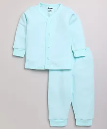 MOONKIDS Full Sleeves Solid   Inner Wear Vest With Pyjama - Blue