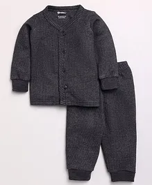 MOONKIDS Full Sleeves Solid   Inner Wear Vest With Pyjama - Dark Grey