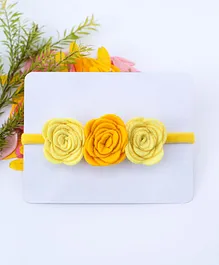 Knotty Ribbons Triple Rose Headband - Yellow