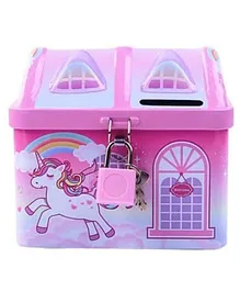 Wishkey Unicorn Printed Metal Piggy Bank With Secure Lock & Keys (Colour May Vary)