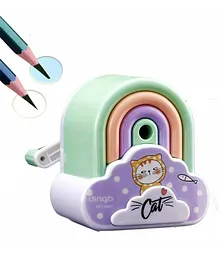 WISHKEY Plastic Cute & Colorful Rainbow Shaped Manual Sharpener For Toddlers, Pencil Sharpener with Dust Compartment Fun Pencil Cutter for Kids School Stationary Gift (Colour May Vary)