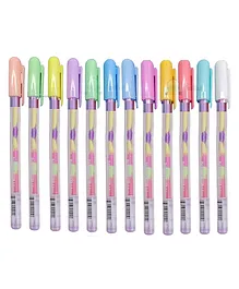 FunBlast Glitter Metallic Neon Highlighter Pens 12 Pieces - Multicolour