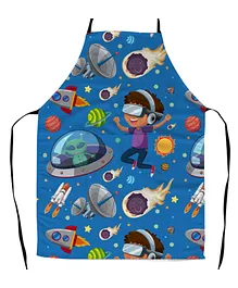 Right Gifting Satin Apron For Kids With Adjustable Waist & Centre Pocket - Blue