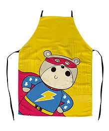 Right Gifting Satin Apron For Kids With Centre Pocket & Adjustable Waist/Painting/Cooking - Yellow