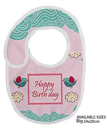 Right Gifting Digital Printed Happy Birthday Wishes Velcro Closure Bibs - Pink