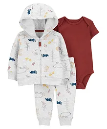 Carter's 3-Piece Woodland Creatures Little Oneise with Pant Jacket Set - Grey