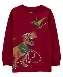 Carter's Christmas Dinosaur Jersey Tee - Red