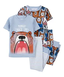 Carter's Cotton Knit Half Sleeves Night Suit Bear Print Pack of 2 - Multicolour
