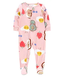Carter's 1-Piece Breakfast Warm Fleece Footie PJs - Pink