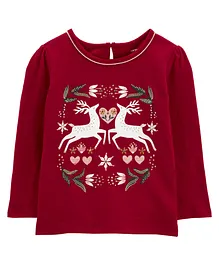 Carter's Christmas Reindeer Jersey Tee - Red